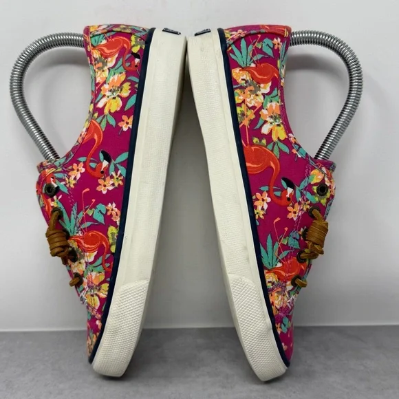 Sperry Women’s Tropical Floral & Flamingo Canvas Slip On Boat Shoes Size 7 - Picture 6 of 11